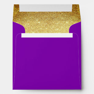 Gold and Amethyst Purple Glitter Look Envelope