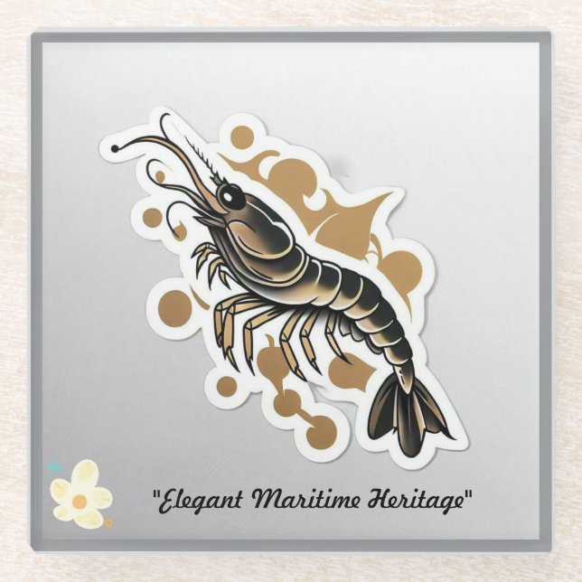 "Gold and Anchor" Glass Coaster (Front)