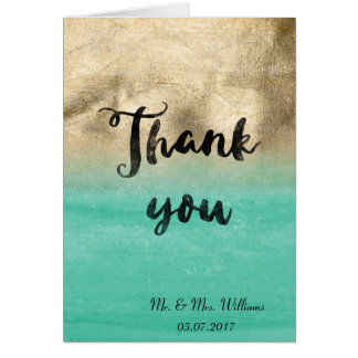 Gold and aqua green watercolor wedding design
