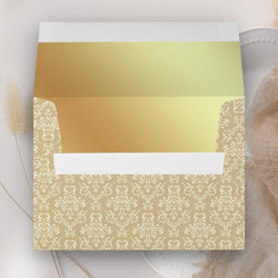 Gold and Beige Damask Envelope