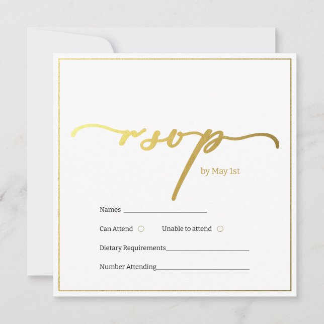 Gold and blach design rsvp carf (Front)