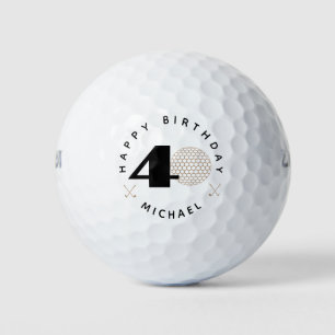 Gold And Black 40th birthday Golf Balls 