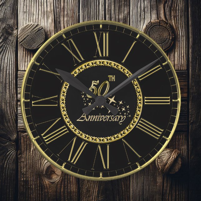 Gold and black 50th Anniversary Celebration 3 Round Clock (Creator Uploaded)