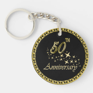 Gold and black 50th Anniversary Celebration Key Ring
