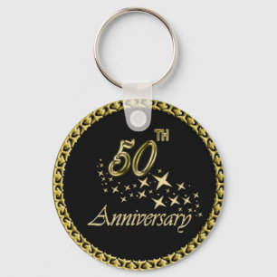 Gold and black 50th Anniversary Celebration Key Ring