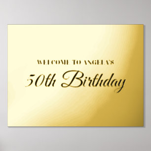 Gold and Black 50th Birthday Welcome Foil Prints