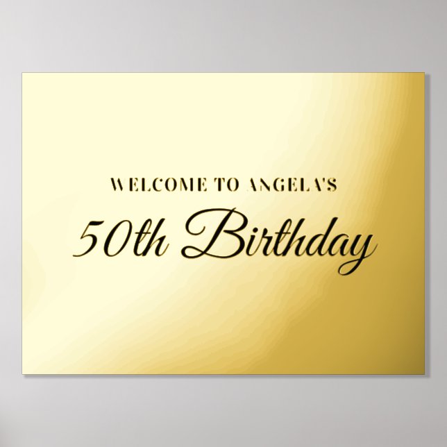 Gold and Black 50th Birthday Welcome Foil Prints (Front)