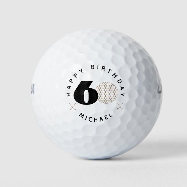 Gold And Black 60th birthday Golf Balls  (Front)