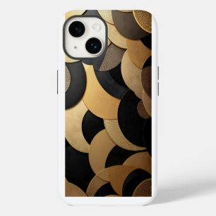 Gold and Black Abstract Geometric Pattern iPhone 14 Case
