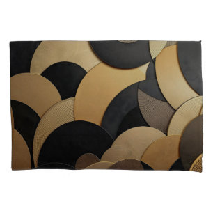 Gold and Black Abstract Geometric Pattern Pillowcase