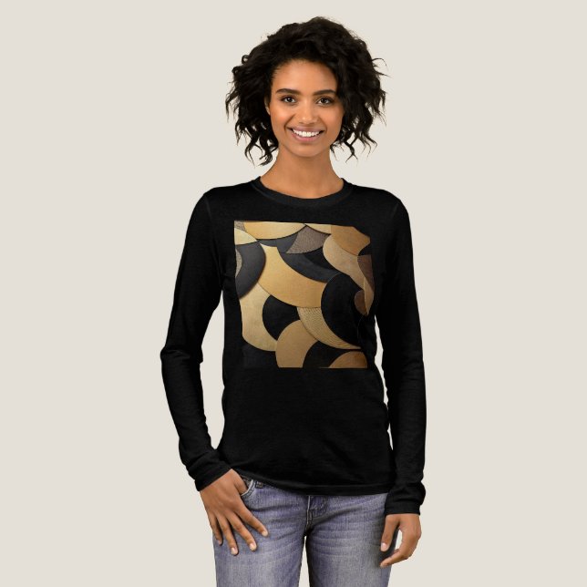 Gold and Black Abstract Geometric Pattern Tri-Blend Shirt (Full Front)