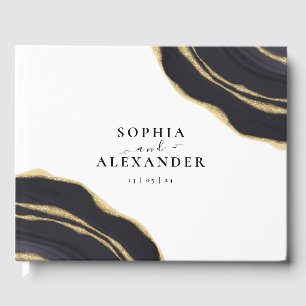 Gold and black agate guest book