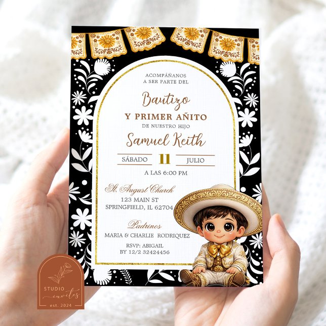 Gold and Black Arch Cielito Lindo Baptism Invitation (Creator Uploaded)