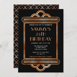 Gold and Black Art Deco Birthday Party Invitation