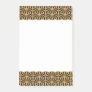 Gold and Black Art Deco Fan Flower Motif Post-it Notes