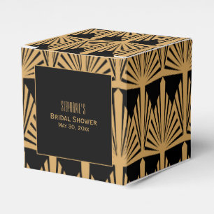 Gold and Black Art Deco Pattern Bridal Shower Favour Box