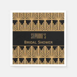 Gold and Black Art Deco Pattern Bridal Shower Napkin