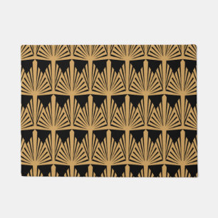 Gold and Black Art Deco Pattern  Doormat