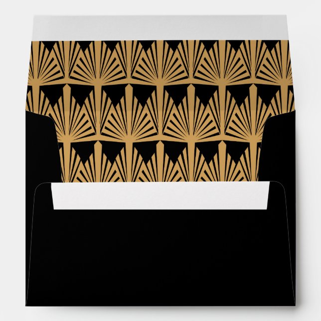 Gold and Black Art Deco Pattern Envelope (Back (Bottom))