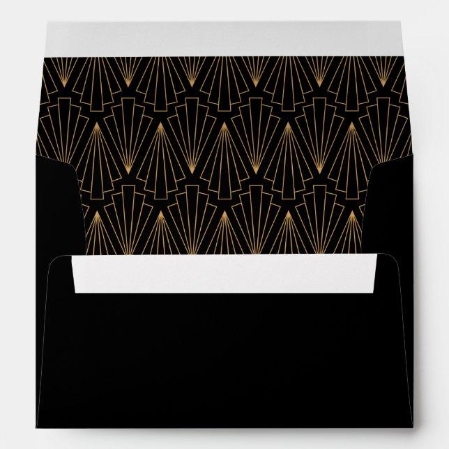 Gold and Black Art Deco Pattern Envelope (Back (Bottom))