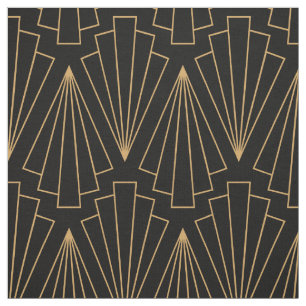 Gold and Black Art Deco Pattern Fabric