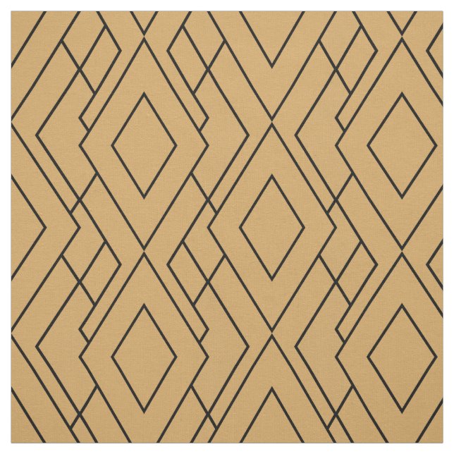 Gold and Black Art Deco Pattern Fabric (Swatch)