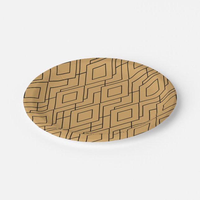 Gold and Black Art Deco Pattern Paper Plate (Angled)