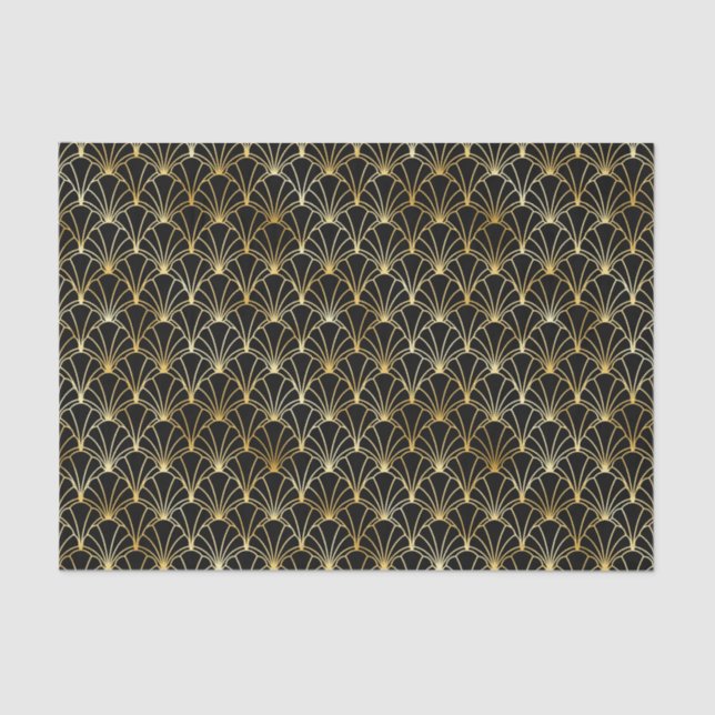 Gold and Black Art Deco Pattern Tissue Paper (Front)