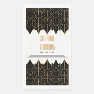 Gold and Black Art Deco Pattern Wedding Napkin