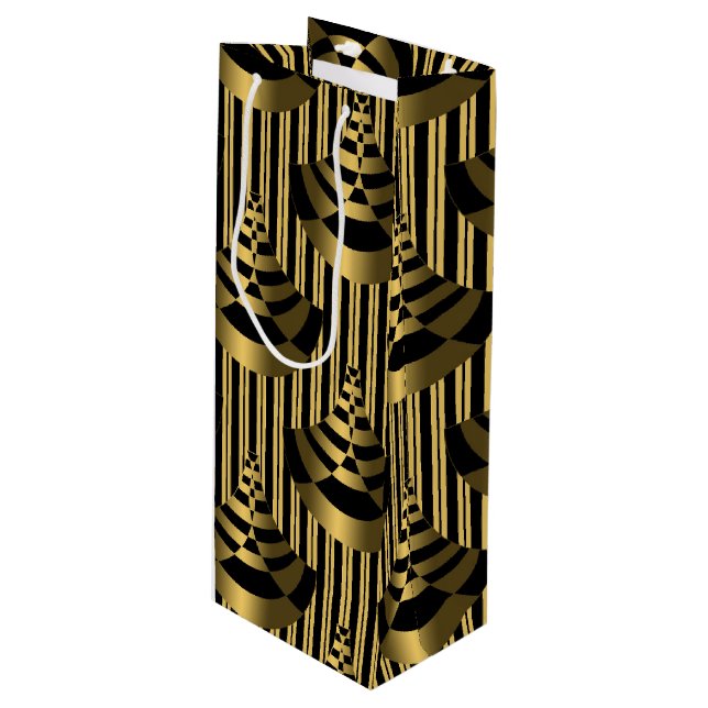 Gold and Black Art Deco Wine Gift Bag (Front Angled)