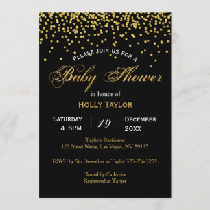 Gold and Black Baby Shower Invitation