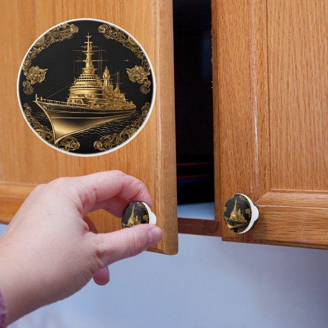 Gold and Black Battleship Ceramic Knob (Creator Uploaded)