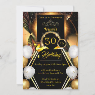 Gold and Black Birthday Invitation