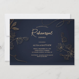 Gold and Black Botanical Invitation