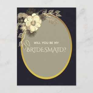 Gold and Black Bridesmaid Proposal Postcard