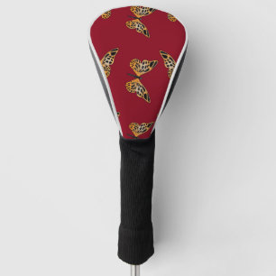 Gold and black butterflies on maroon golf head cover