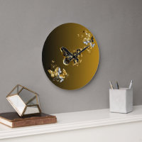 Gold and Black Butterfly Floral Art Golden Euphony