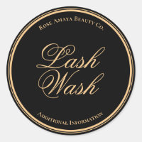 Gold And Black Calligraphy Custom Lash Wash Label
