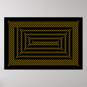 Gold And Black Celtic Rectangular Spiral Poster