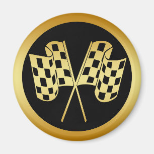 GOLD AND BLACK CHECKERED FLAG MAGNET