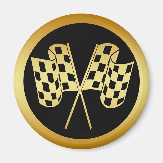 GOLD AND BLACK CHECKERED FLAG MAGNET (Front)
