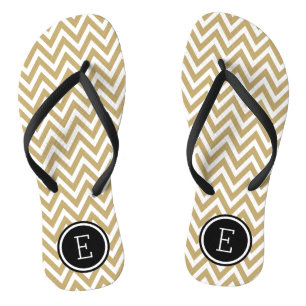 Gold and Black Chevron Monogram Jandals