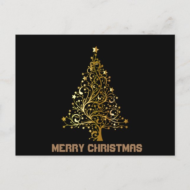 Gold and Black Christmas Tree Postcard (Front)