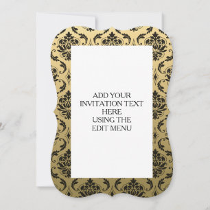 Gold and Black Classic Damask Invitation