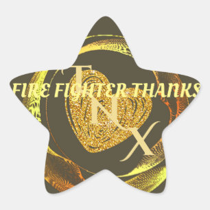 Gold And Black Classic Trendy Modern Firefighter  Star Sticker