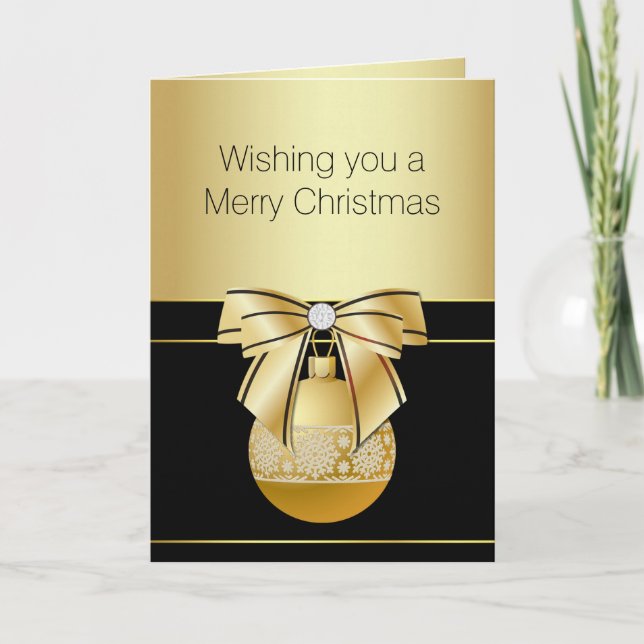 Gold and Black Corporate Christmas Greeting Card (Front)