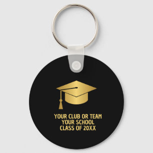 Gold and Black Custom Graduation Key Ring