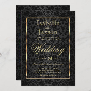 Gold and Black Damask Invitation