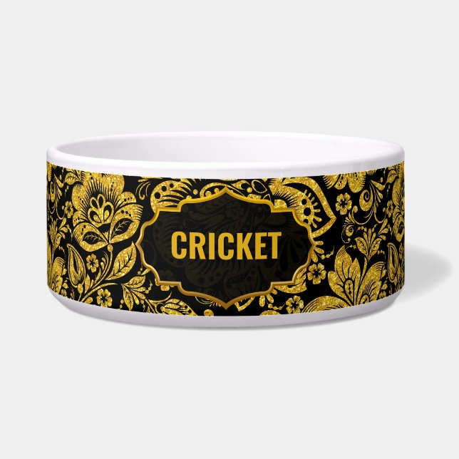 Gold and Black Damask Pattern Custom Name (Front)