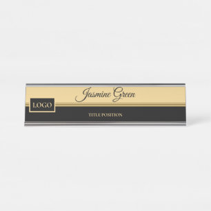 Gold And Black Desk Name Plate